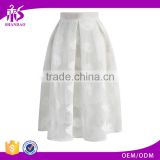 2017 Guangzhou Shandao Wholesale High Quality Casual Design Women Knee Length White Lace High Waist Ruffle Korean Fashion Skirt