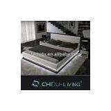Leather King Size Bed, Upholstered Leather Bed, Elegant Leather Bed thumbnail-1
