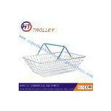 22L Chrome Plated Double Handle Folding Shopping Basket , Metal Wire Storage Baskets