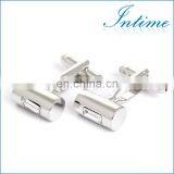 Crystal Inlaid Cylinder Fashion Brand Silver Cufflinks for Mens thumbnail-1
