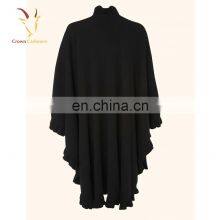 Wholesale Back Cashmere Knitting Pattern Poncho for Women thumbnail-2