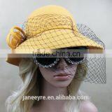 Elegant Veiling Wool Felt Hat With Flower For Women thumbnail-4