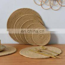OEM Affordable Bamboo Table Mat Dining Plate Wholesale Natural Round Woven Placemat thumbnail-3