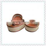 woven oval round storage baskets