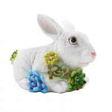 Hand-Painted Rabbit Figurine Succulent Pots Yard Resin Ornaments Solar Lights Easter Gift