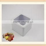 metal square tin box with clear top