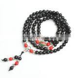 Multilayer 6mm Black Obsidian and Cinnabar Mala Beads Prayer Beads Bracelet thumbnail-4