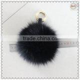 Fluffy Fox Fur Ball Keychains With Gold Metal thumbnail-2