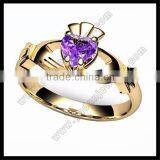 Custom Sapphire Claddagh Ring thumbnail-5