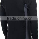 92% Polyester 8% Spandex (Lycra) Crew Neck Long Sleeves Black Compression Shirt / Rash Guard With Grey Side Panels thumbnail-2
