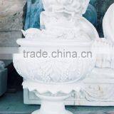 Decorative Garden Stone Flower Pot White Marble Hand Carved Sculpture for Home Garden