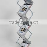 double side magazine holder chromed aluminum acrylic literature rack with canvas bag