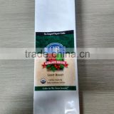 glossy aluminium foil bags/coffee bags with valve and tin tie coffee bag with design