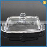 Long Smooth Libby Glass Butter Dish With Lid