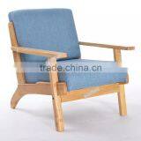 Pastoral Style Solid Wood Sofa Single Seater Dining Room Chair Sofa thumbnail-1