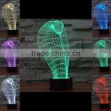 3D Optical Night Light cobra naja elapid 7 RGB Light Colors 10 LEDs AA Battery or DC 5V Mixed Lot