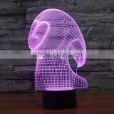 3D Optical Night Light Ghost Spirit 7 RGB Light Colors 10 LEDs AA Battery or DC 5V Mixed Lot thumbnail-2