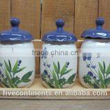 New Lavender Design Ceramic Tea Coffee Sugar Jars Set thumbnail-1