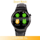 Smart Watch T3Swith Genuine Leather, phone Sync whatsApp, skype, MSN, wechat,SMS etc. between watch and Android/IOS phone
