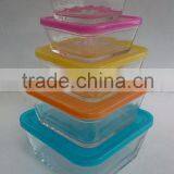 5 Pieces Glass Bowl Set With Colorful PP Lid for Microwave Oven thumbnail-1