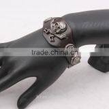 New Trend Fashion Jewelry Top Popular Punk Skull Head Leather Bracelet for Man Hip Pop 2015 China Yiwu thumbnail-2