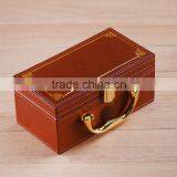 China Factory Wholesale Custom Luxury Single Bottled Wine Box, Leather Brown Gift Box