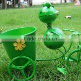 garden decoration frog painted metal frog pot metal frog frog pot outdoor garden frog decor frog with bike pot flower pot