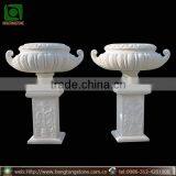 Carved White Stone Garden Decorative Flower Planter thumbnail-1