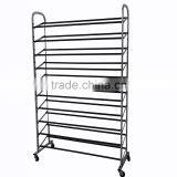 10Tier 50 Pair Rolling Shoe Rack, Sturdy Metal Shoes Racks With Non Slip Bars thumbnail-3