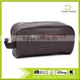 Store More Rectangle Shaving Brown Leather Customized Toiletry Bag thumbnail-2