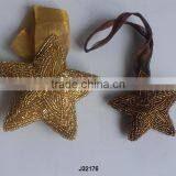 Brown and Gold Star Shaped Glass Beads Christmas Tree Ornament Available in All Colours and Sizes thumbnail-1