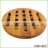 Round Nature Bamboo Table Plate Mat/ Bamboo Trivet Homex_BSCI/ FDA/ LFGB