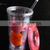 With Lid and Straw Bpa Free Single Wall Clear Plastic Tumbler thumbnail-4