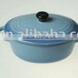 Stoneware Casserole Oval Shape With Black Lid thumbnail-1