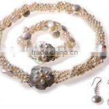 Coin and Rice Pearl Necklace Design and Earring Set Bracelet thumbnail-1