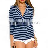 Navy Blue Stripe Girls Double Breasted Blazer Wholesale thumbnail-3