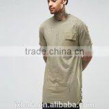 Personalized Wholesale Import Longline Distressed T-shirt Men OEM, Street Hip Hop Wear thumbnail-1