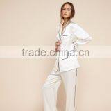 Fashion Suraa Embroidered Pyjama Piping Pocket Long Sleeve Silk Pajamas Set For Women Sleepwear With High Quality thumbnail-6