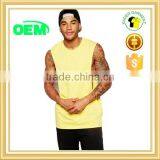 Men's Dropped Armhole Tank Top, Cotton Yellow Gym Tank Top thumbnail-2