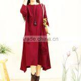 Z&M Long Sleeve Linne Dress Women Solid Color Dress Long Linne Dress thumbnail-3