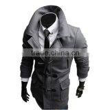 Hot Sale Cotton and Polyester Mixed Stand Collar With Hat Black and Gray 4 Size for Choice Woolen Men Coat Clothing thumbnail-4