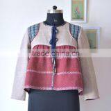 Vintage Kantha Kediyu Style Jacket in Beautiful Vintage Colors ~ Large thumbnail-6