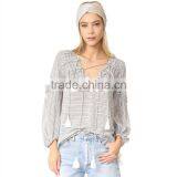 2017 OEM Femme Striped Gauze Tassel Girdle Holiday Blouses thumbnail-6