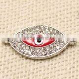 Silver Rhinestone Crystal Oil Drip Evil Eye Connectors Oval Turkish Lucky Eye Pendant thumbnail-3