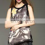High Quality Sleeveless Print Organza Dress 2016 Mesh Panel Dress thumbnail-4