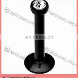 Internal Thread Titanium Black Labret Ring Piercing Jewelry With Clear Crystal thumbnail-1