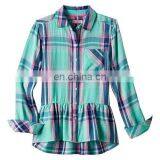 Long Sleeve Kid Shirt, Girls 7- 16 & Plus Size Perfectly Soft Button-Front Peplum Plaid Shirt thumbnail-4