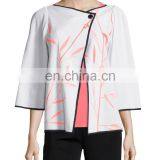 Bamboo-Print 3/4-Sleeve American Jacket Jacket Model for Women thumbnail-3