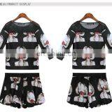 2015 Summer Full Print Women t Shirt and Short Pants Set Hot Sale Wholesale thumbnail-3