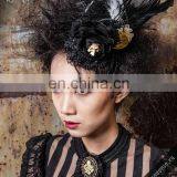 Steampunk Gothic Fascinator With Beads and Gear Elements thumbnail-6